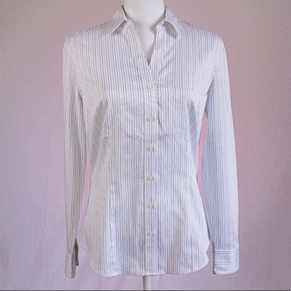 Calvin Klein Blue & Black Striped Button Up Shirt